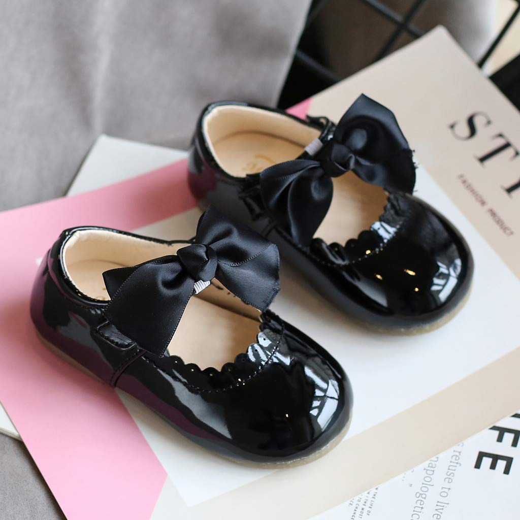 DEESEE Baby Girl Leather Shoes - Butterfly Knot Sandals for Toddler Playtime