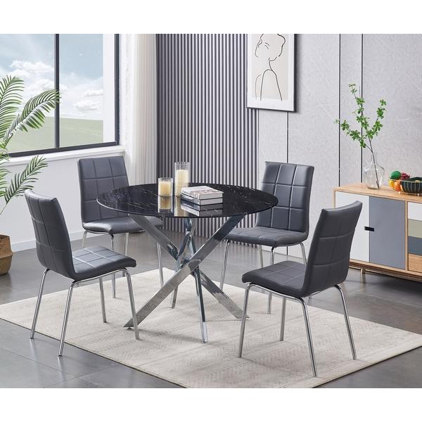 IFDC 48 Inch Round Glass Dining Table with Central Pedestal Base - Modern & Elegant for Small Spaces, Kitchens, and Breakfast Nooks
