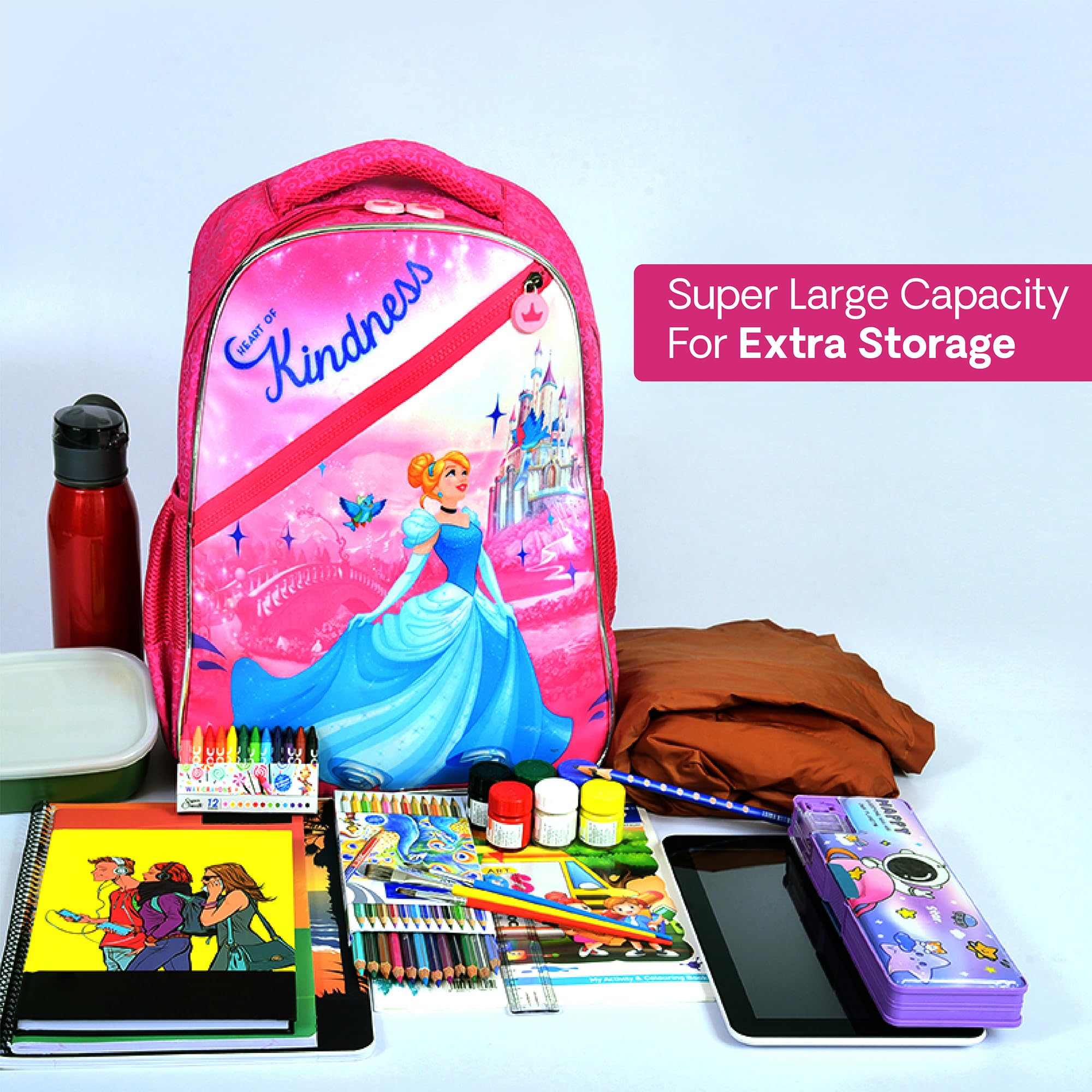 Disney Princess School Bag for Girls - 14 Inch Waterproof Backpack for Travel & Picnic