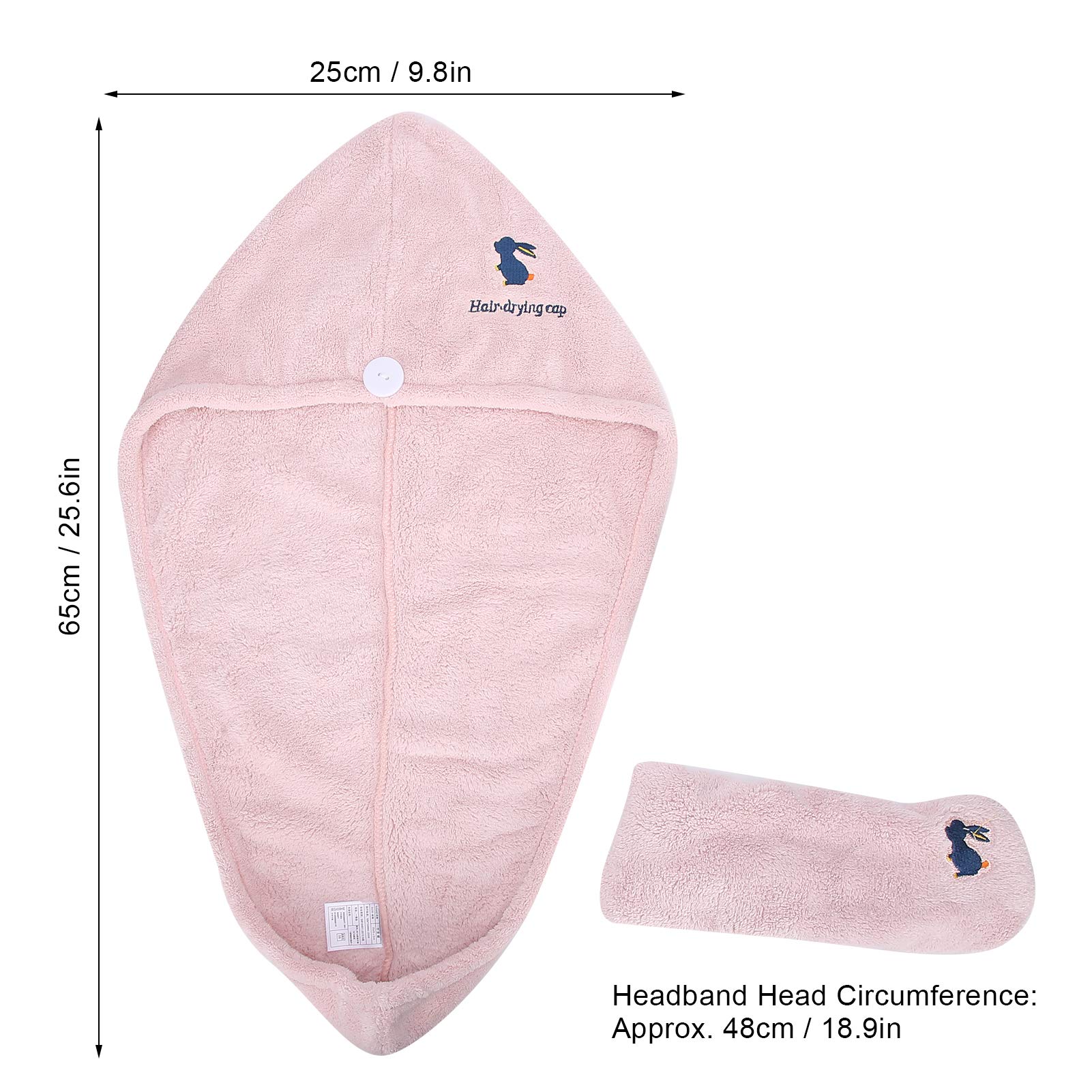 Soft & Lightweight Hair Towel Wrap for Women & Men - Quick Dry Microfiber Hair Turban with Adjustable Hair Band (Pink Set) - Perfect for Post-Shower, Hair Drying, Face Washing & Makeup Routine