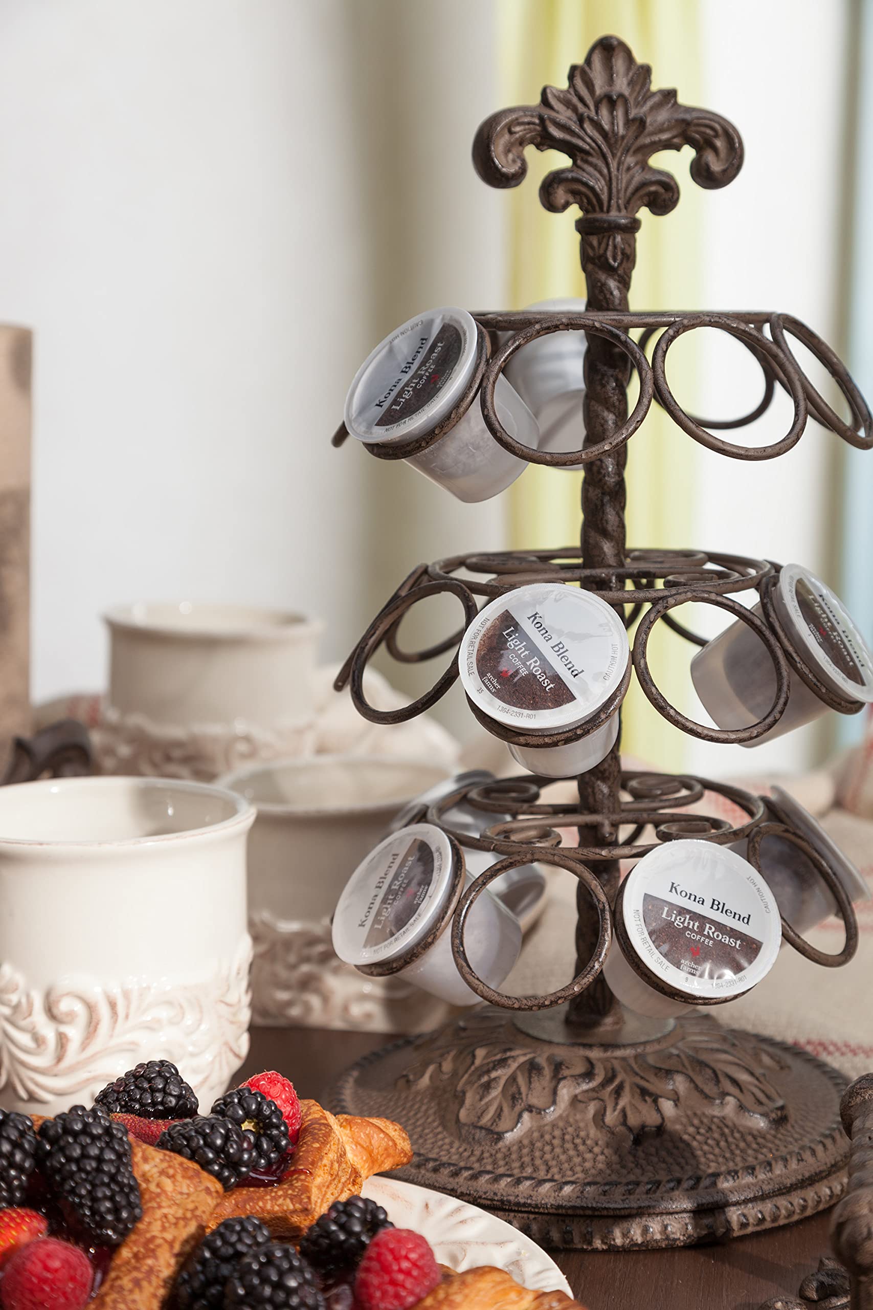 GG Collection Acanthus Coffee Pod Holder - 27 Pod Capacity with 3 Rotating Carousels - Perfect for Keurig K-Cup Storage & Kitchen Organization
