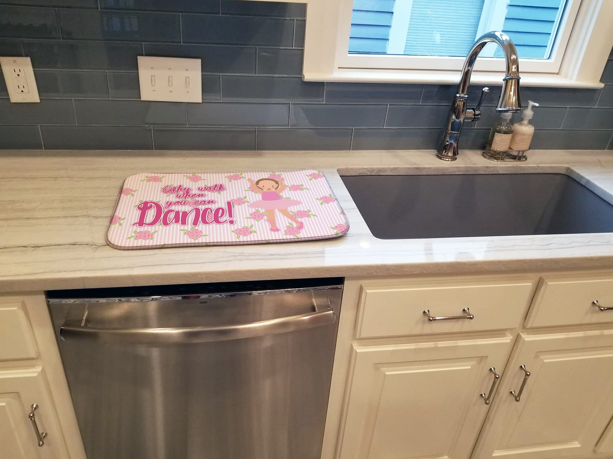 Ballet Brown Hair Dish Drying Mat - Absorbent Kitchen Counter Pad for Dishes, 14x21