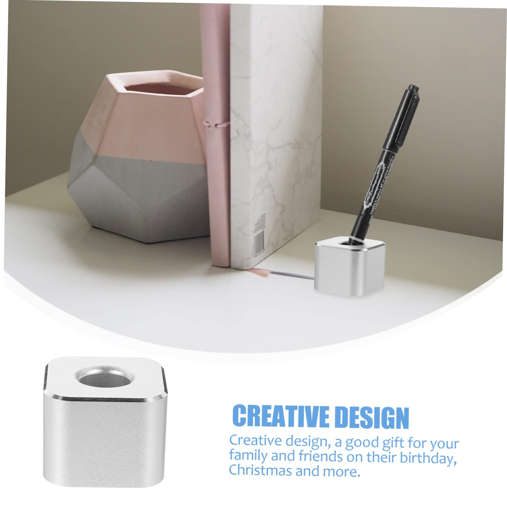EXCEART 2-Pack Aluminum Alloy Pen Holder - Silver Metal Desk Organizer for Office & Home - Perfect for Cubicles, Study Tables, and Workspace Decor