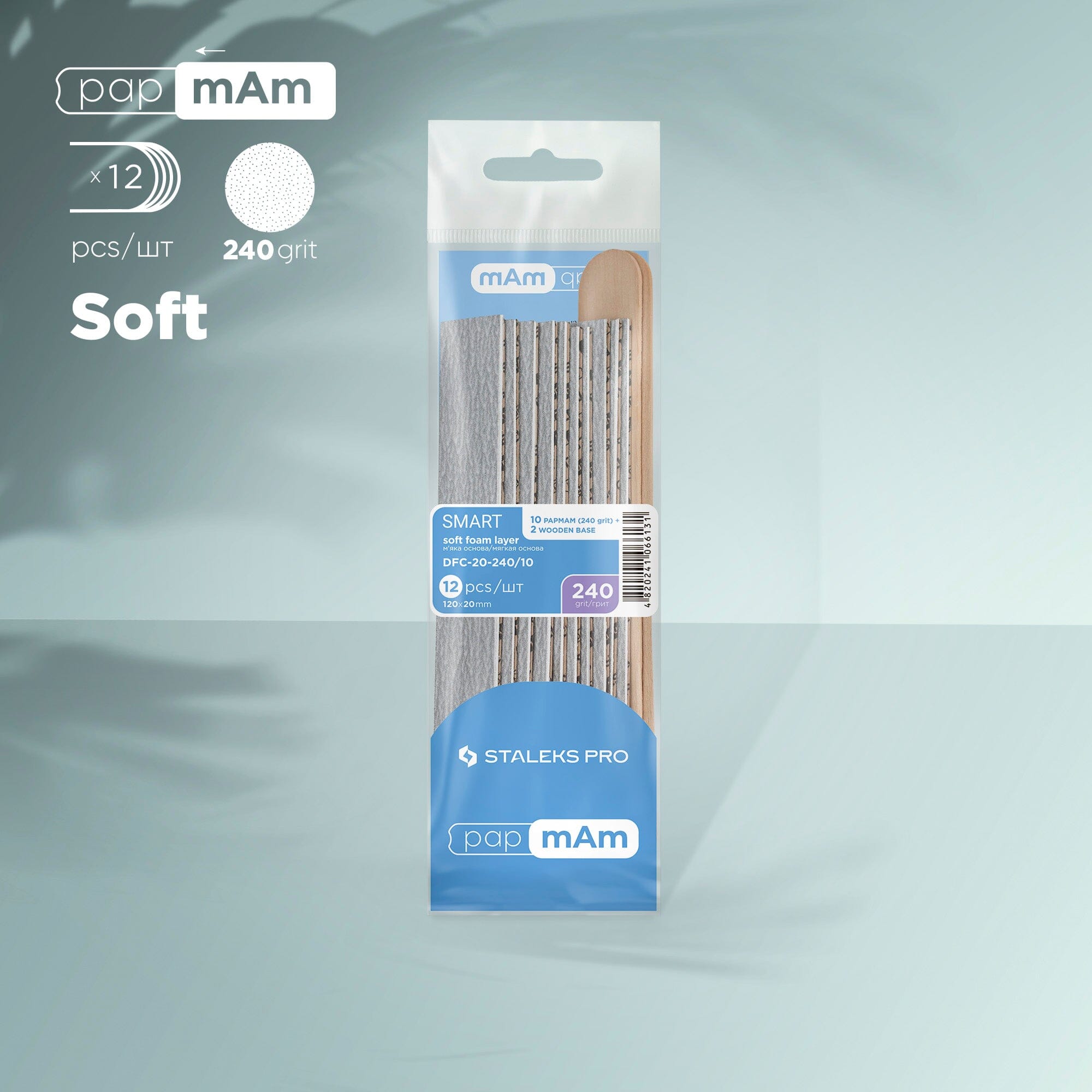 Staleks Disposable Nail Files 240 Grit - 10 Pack with Wooden Base (2 Pcs) - Soft Foam Layer for Gentle Manicure & Pedicure - Perfect for Salon, Home Use & Travel Nail Care