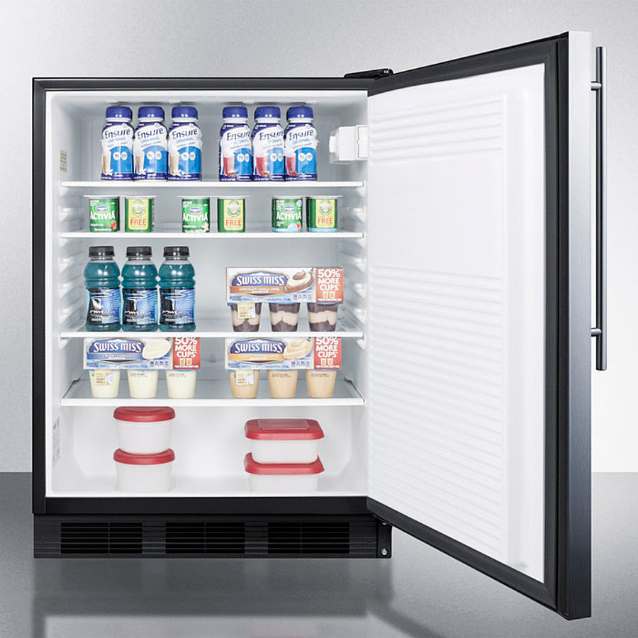 Accucold 24 Inch Wide Built-In All Refrigerator with Thin Handle - FF7BKBISSHV | Energy Efficient Under Counter Fridge for Kitchen, Bar, Office & Small Spaces
