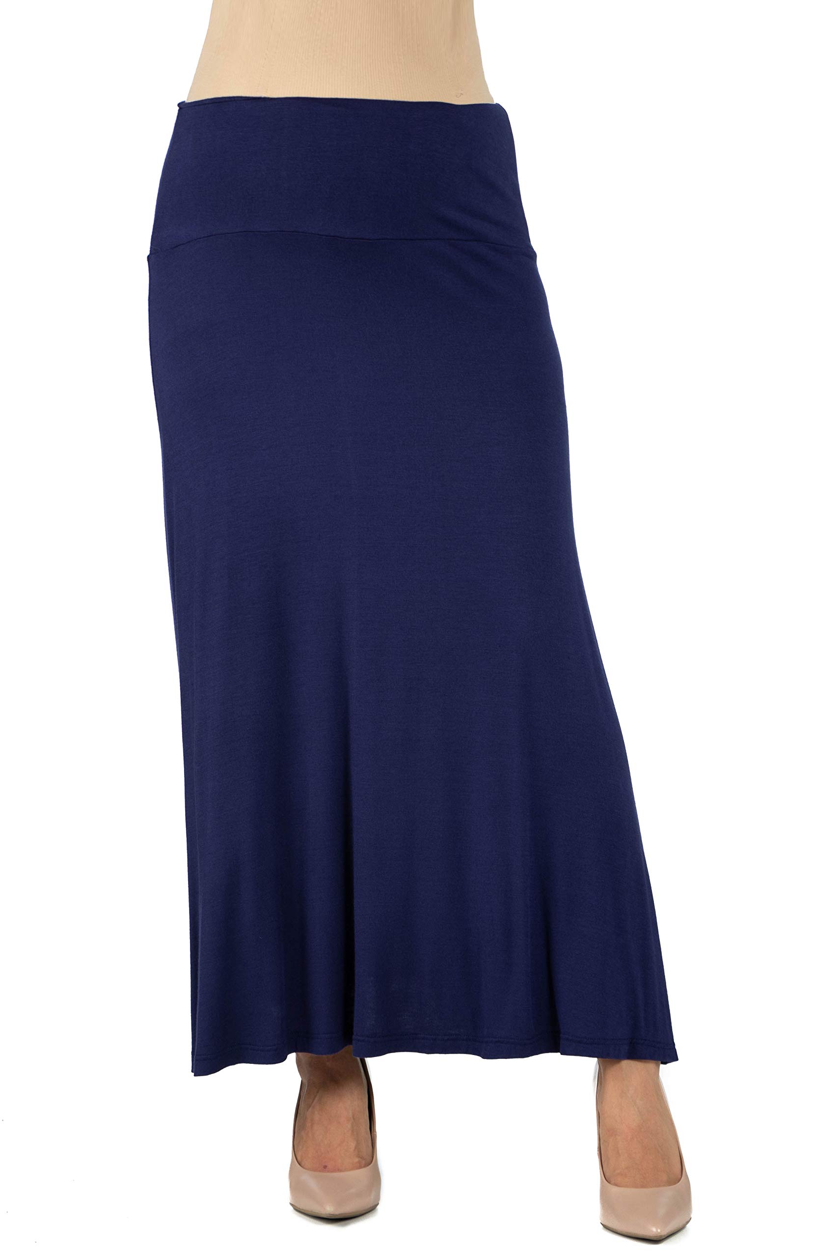 24seven Comfort Apparel Women's Maternity Maxi Skirt - Stretchy Elastic Waistband, Flowy Floor Length Dress for Pregnancy | Perfect for Baby Showers, Maternity Photos & Everyday Comfort Wear