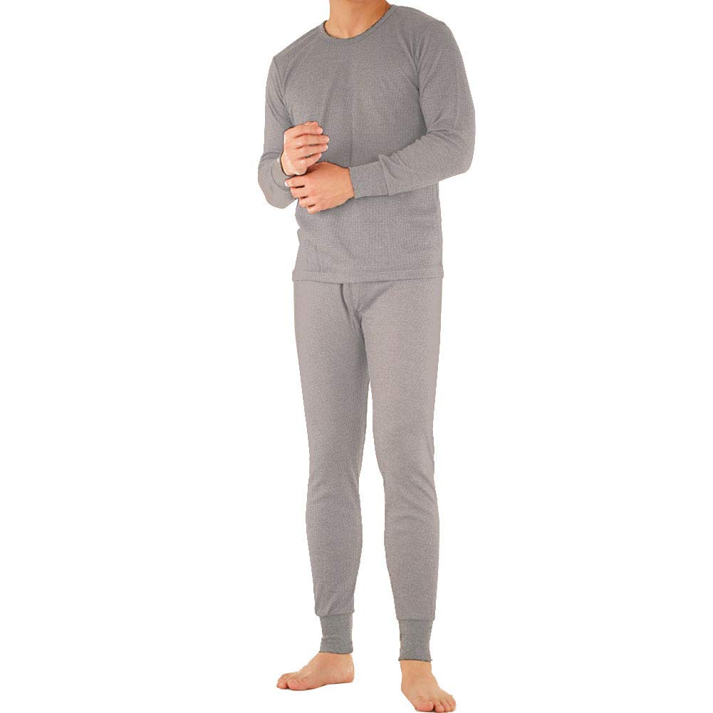 SLM ThermaTek Men's 100% Cotton Thermal Underwear Set - Warm Waffle Knit Long Johns for Winter, Cold Weather & Outdoor Activities - Perfect for Skiing, Hiking & Camping Base Layer