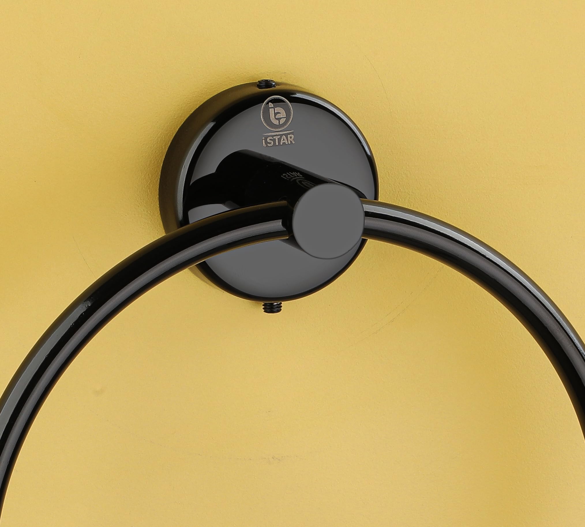 iSTAR Stainless Steel Towel Ring - Napkin Holder for Kitchen & Bathroom - Black Finish (Pack of 1) - Perfect for Hand Towels, Dish Cloths, and Decorative Napkins in Modern Homes
