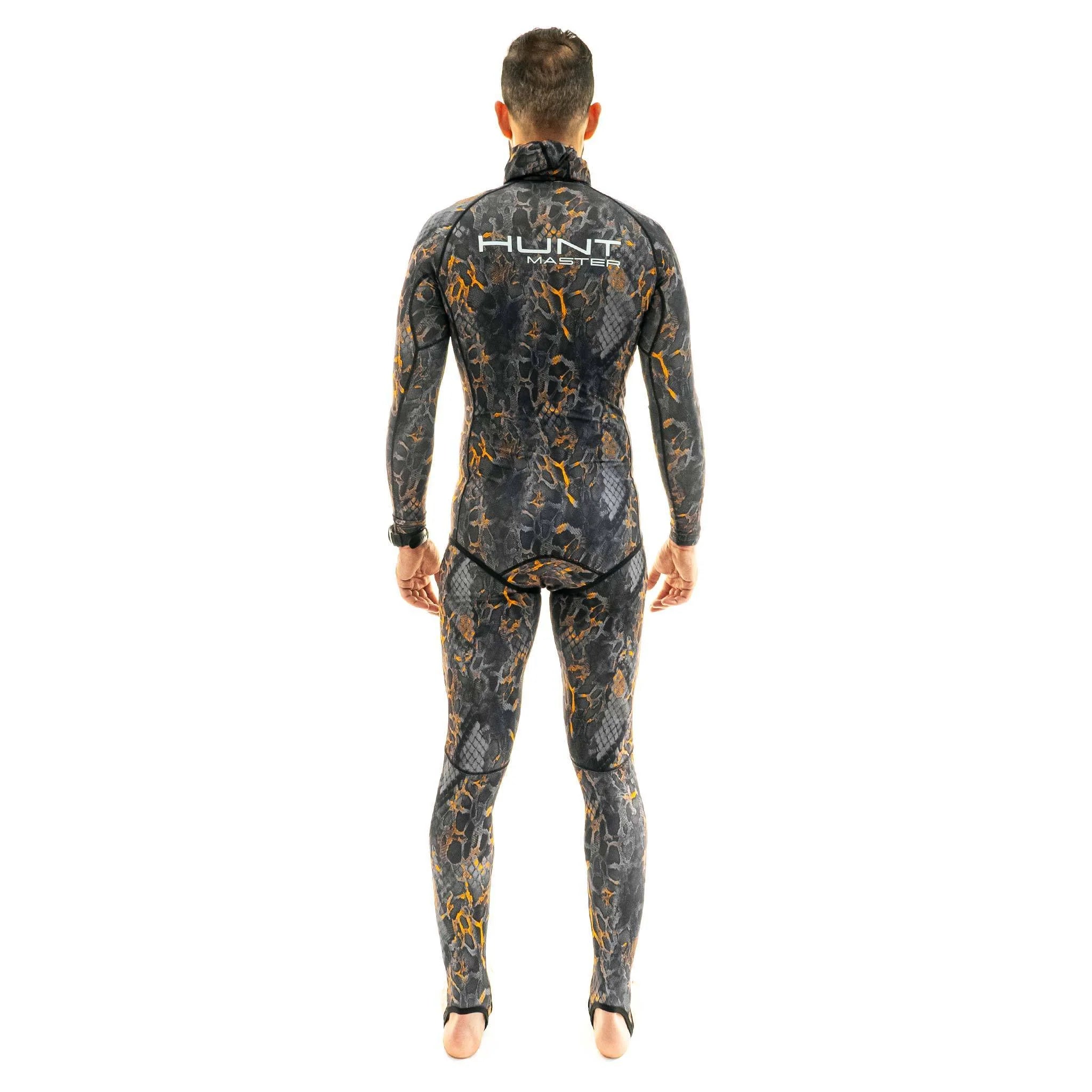Hunt Master Camo Unisex Hooded Spearfishing Rashguard Top & Long John Pants Set with Chest Pad - UV Protection & Quick Dry for Scuba Diving, Freediving, and Water Sports