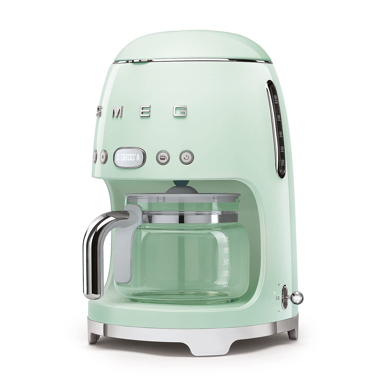 Smeg DCF02PGUK Drip Coffee Maker with Auto-Start, Reusable Filter & Digital Display | 1.4L Capacity, Anti-Drip System & Aroma Control | Perfect for Home, Office & Breakfast Nook | Pastel Green