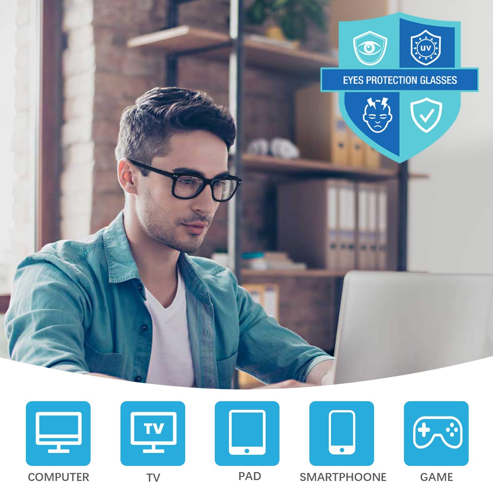 Blue Light Blocking Glasses for Men & Women - Anti Glare UV Protection for Computer Use