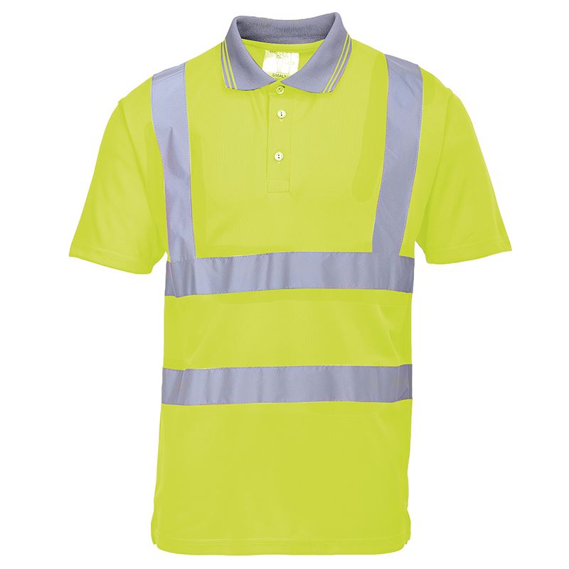 Portwest PW024 High Visibility Polo Shirt - Reflective Safety Workwear for Construction, Road Crew & Outdoor Activities