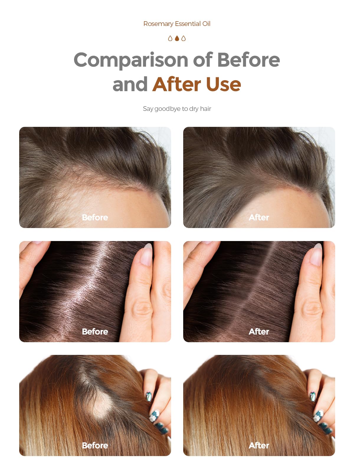 Organic Rosemary Essential Oil for Hair Growth & Scalp Care - 100% Pure Natural Hair Oil for Thicker, Stronger Hair - Nourishing Serum for Diffusers, Massage & Dry Scalp Treatment (2 Fl Oz with Glass Dropper) - Perfect for Daily Hair Routine & Aromatherapy Sessions