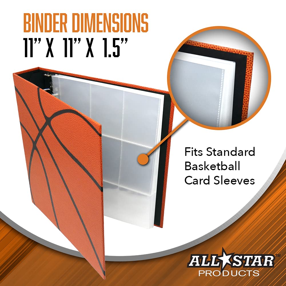 Premium Hoopz Textured 3-Ring Basketball Card Binder with 100 Sleeves - Durable Sports Trading Card Organizer for Collectors - Perfect for NBA, Pokemon & MTG Card Storage & Display