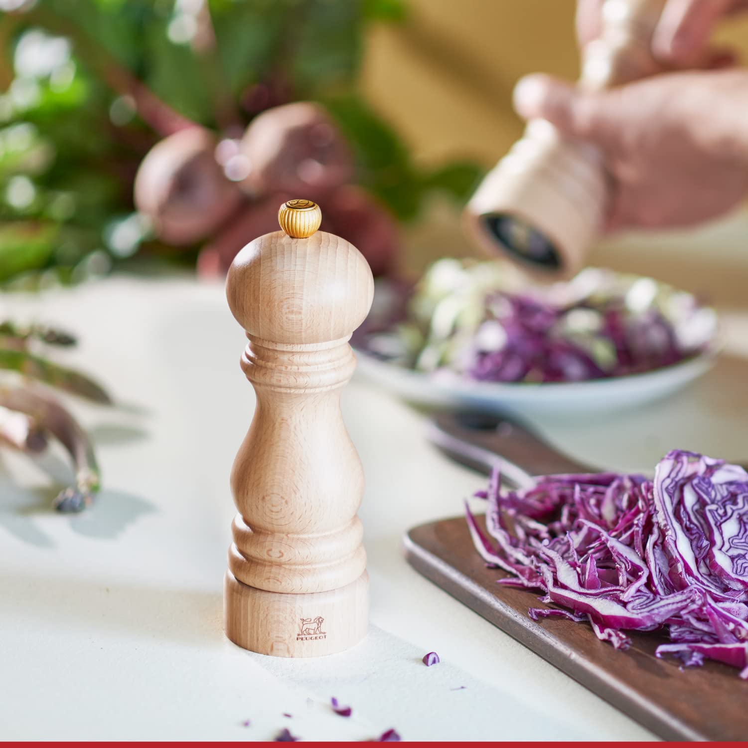 Peugeot Paris Classic 8-3/4 Inch Natural Wood Pepper Mill & Grinder - Premium Manual Spice Grinder for Kitchen, Dining Table & Gourmet Cooking