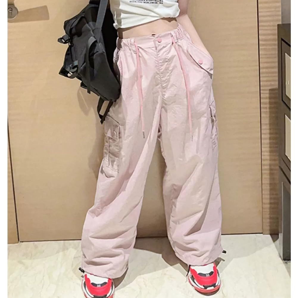 Girls Cargo Pants for Kids - Loose Fit Hip Hop Street Dance Trousers with Pockets | Comfortable Casual Wear for School, Playground and Outdoor Activities