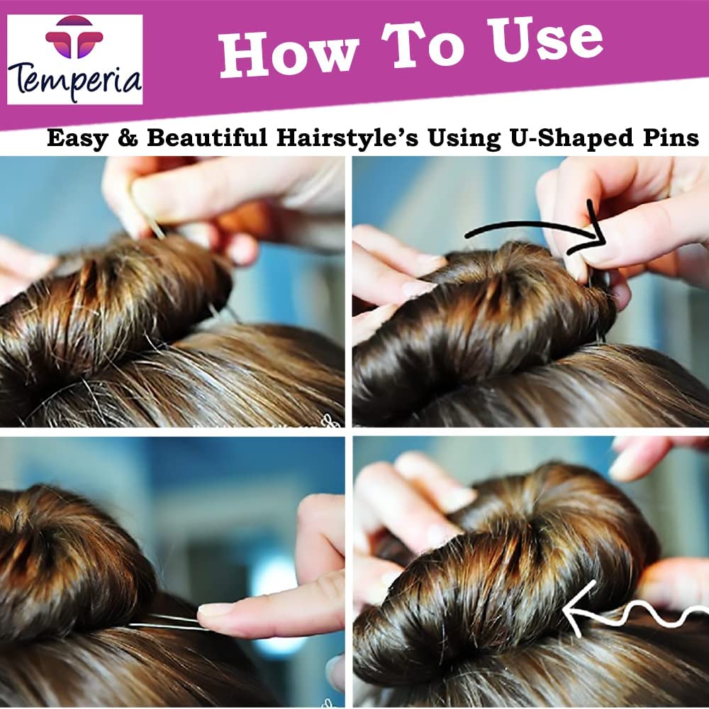 **Tempera U Hair Pins for Women & Girls – 50-Pack Black U-Shaped Hair Clips (7cm) | Secure Hairstyling Accessories for Updos, Braids & Buns**