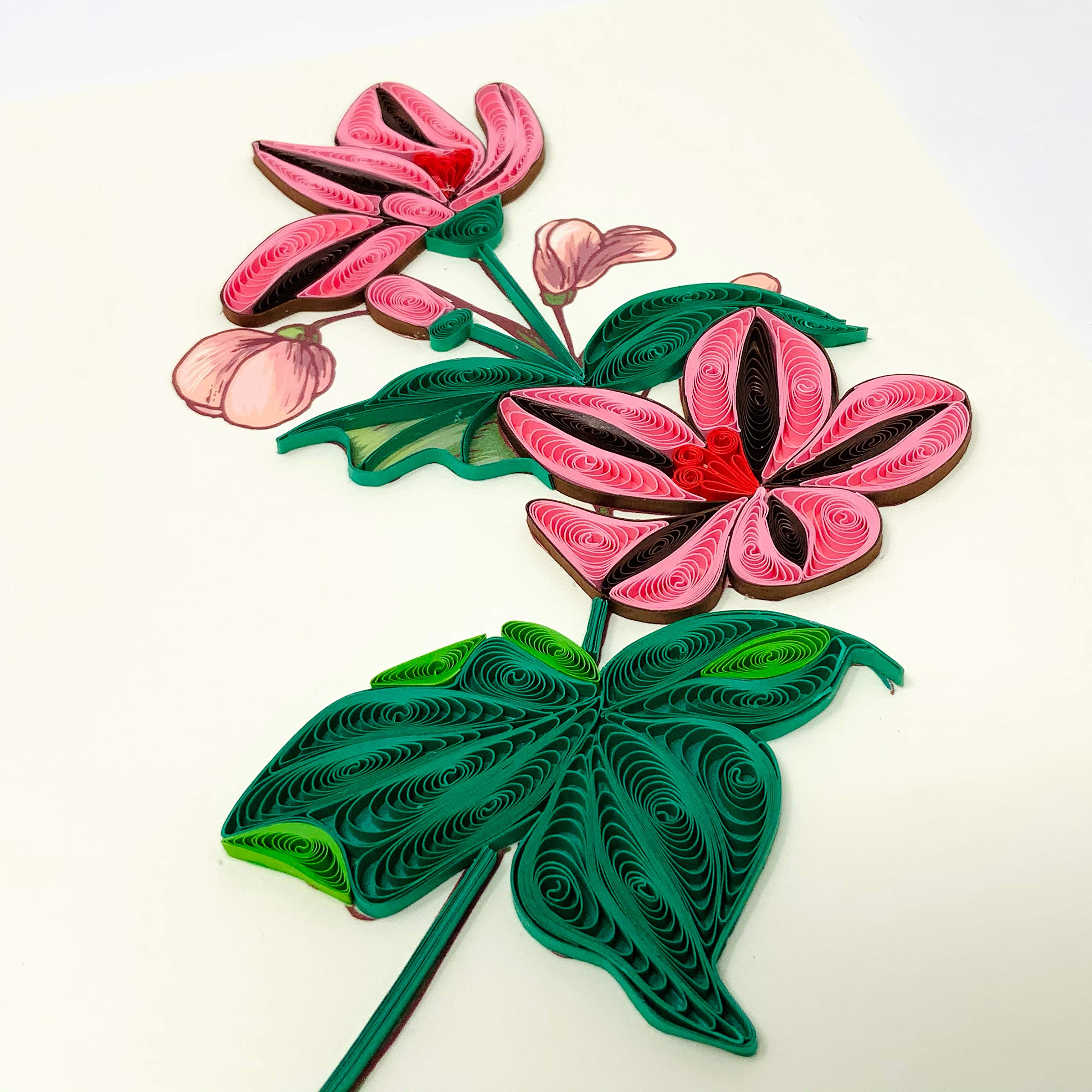 Handmade Quilled Paper Flower Greeting Cards - Unique Floral Art for Christmas, Birthday, Anniversary, Mother's Day, Valentine's & Thank You Gifts - Mulan Magnolia Design - Perfect for Special Occasions & Home Decor