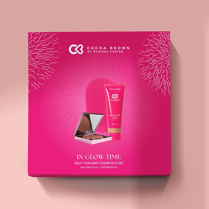 Marissa Carter Cocoa Brown In Glow Time Gift Set - Self-Tanning & Skincare Bundle for Glowing Skin | Perfect for Gifts, Vacations & Special Occasions