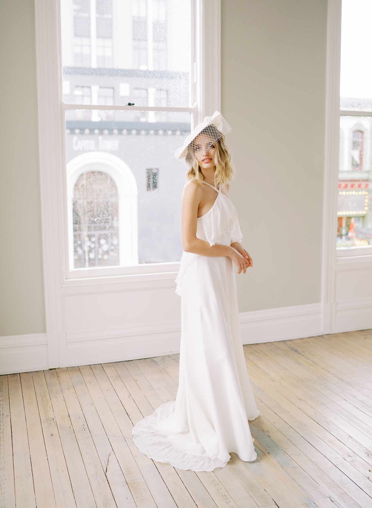 Vintage Inspired Bridal Mini Hat with Veil - Style #2454 | Elegant Wedding Accessory for Brides, Bridesmaids & Tea Parties