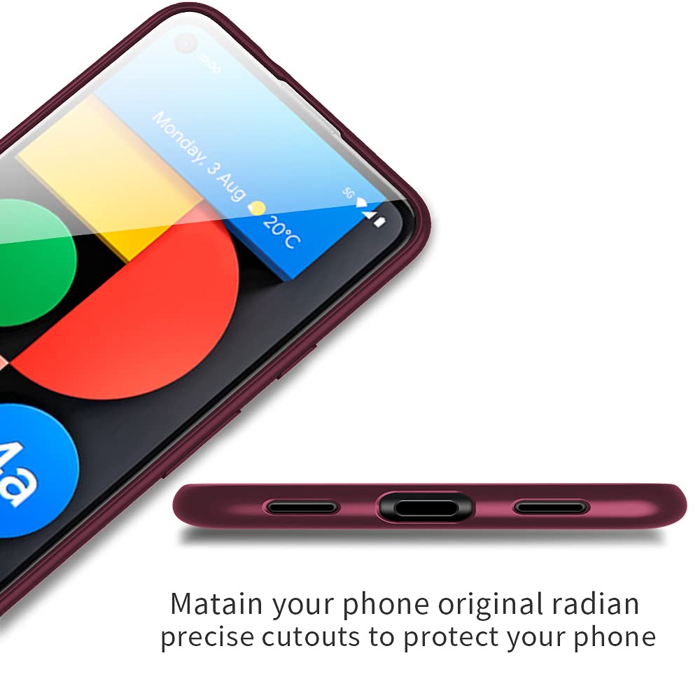 Google Pixel 4a 5G Case - Ultra Slim Fit, Soft Flexible TPU, Matte Finish, Light Coating, Full Protective Cover for Women - Wine Red - Perfect for Everyday Use and Travel
