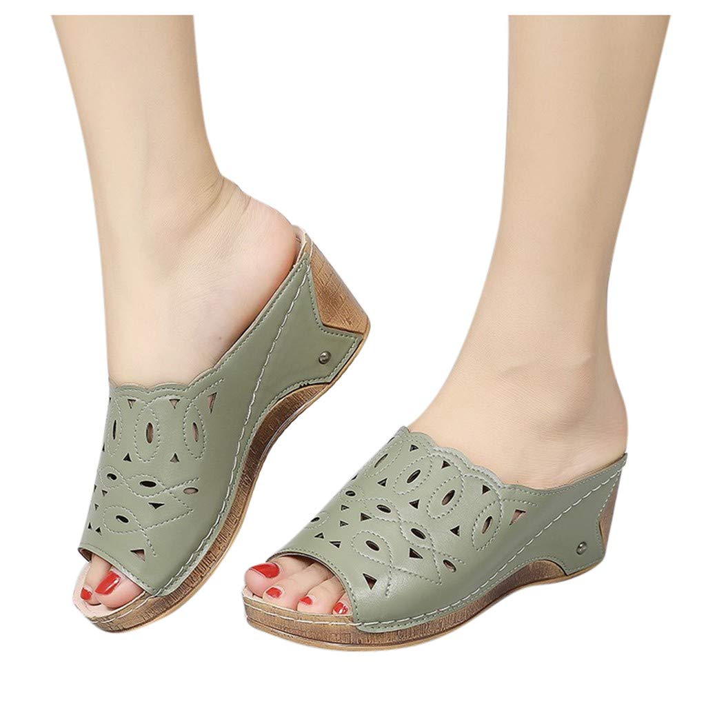 Stylish Women's Open Toe Hollow Out Wedge Sandals - Breathable Summer Slip-On Platform Shoes for Casual Wear | Perfect for Beach, Vacation, and Everyday Outfits