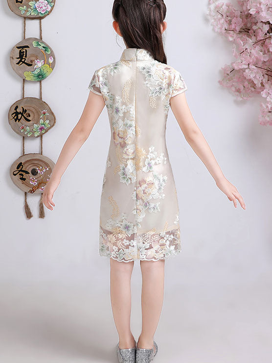 Exquisite Embroidered Cheongsam Dress for Girls | Traditional Chinese Kids Qipao | Perfect for Festivals, Parties & Cultural Events