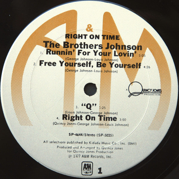 Brothers Johnson - Right On Time Vinyl LP Album (VG+ Condition) - Perfect for Vintage Music Collectors & Soul Jazz Enthusiasts