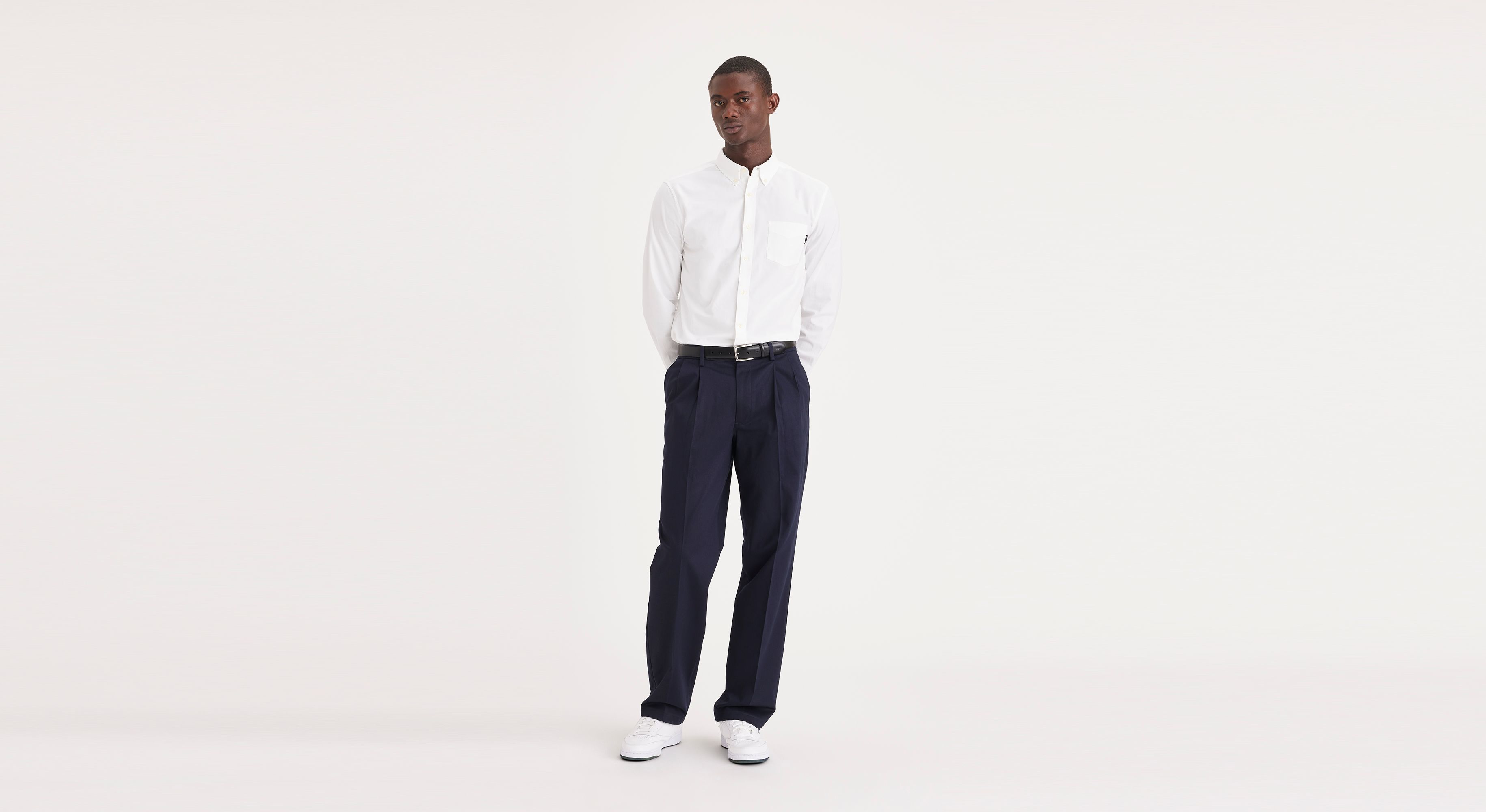 Signature Khakis for Men - Pleated Classic Fit Dress Pants for Business Casual & Office Wear - Comfortable & Stylish Work Trousers