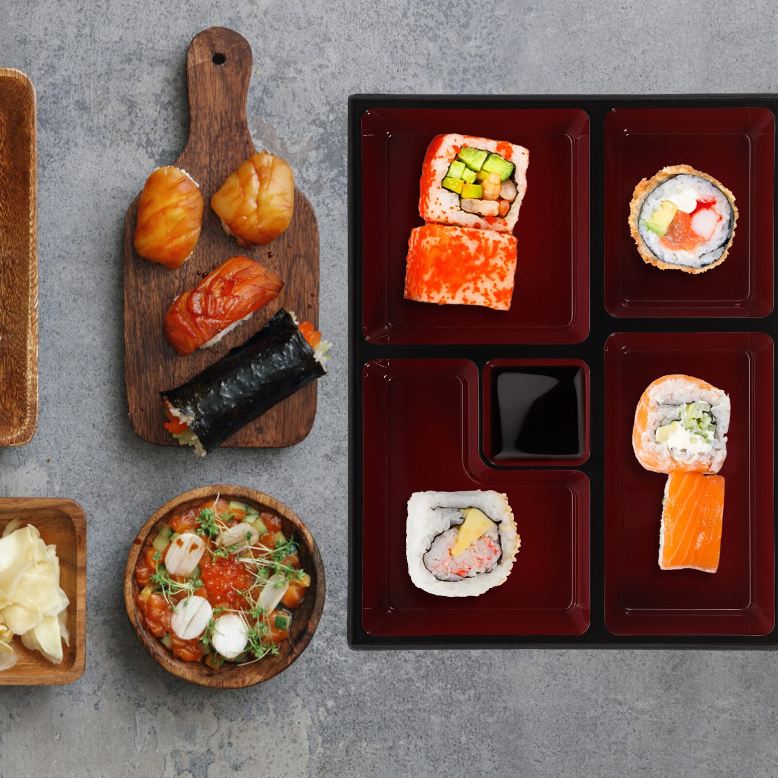 Japanese Bento Box with Lid - Traditional Sushi Tray & Food Storage Container for Home, Office & Restaurant Use - Perfect for Meal Prep, Lunch Carrying & Food Organization