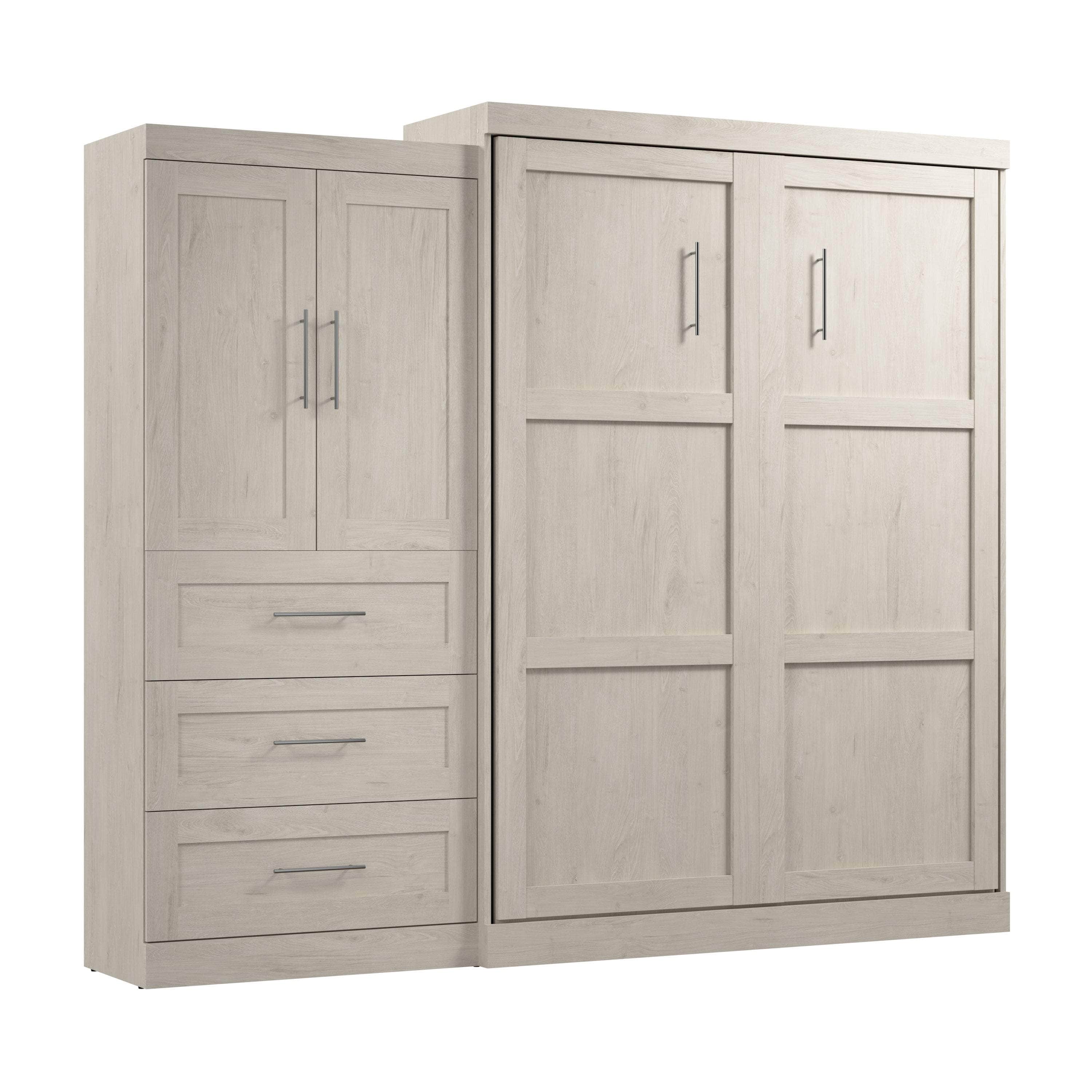Pur Queen Murphy Wall Bed with Storage Drawers (101 Inch) - 4 Color Options | Space-Saving Wall Bed for Small Apartments, Guest Rooms & Home Offices
