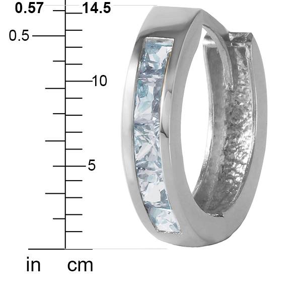 0.85 Carat 14K Solid White Gold Hoop Huggie Earrings with Aquamarine Gemstone - Elegant Everyday Jewelry for Women, Perfect for Gifts, Parties & Special Occasions