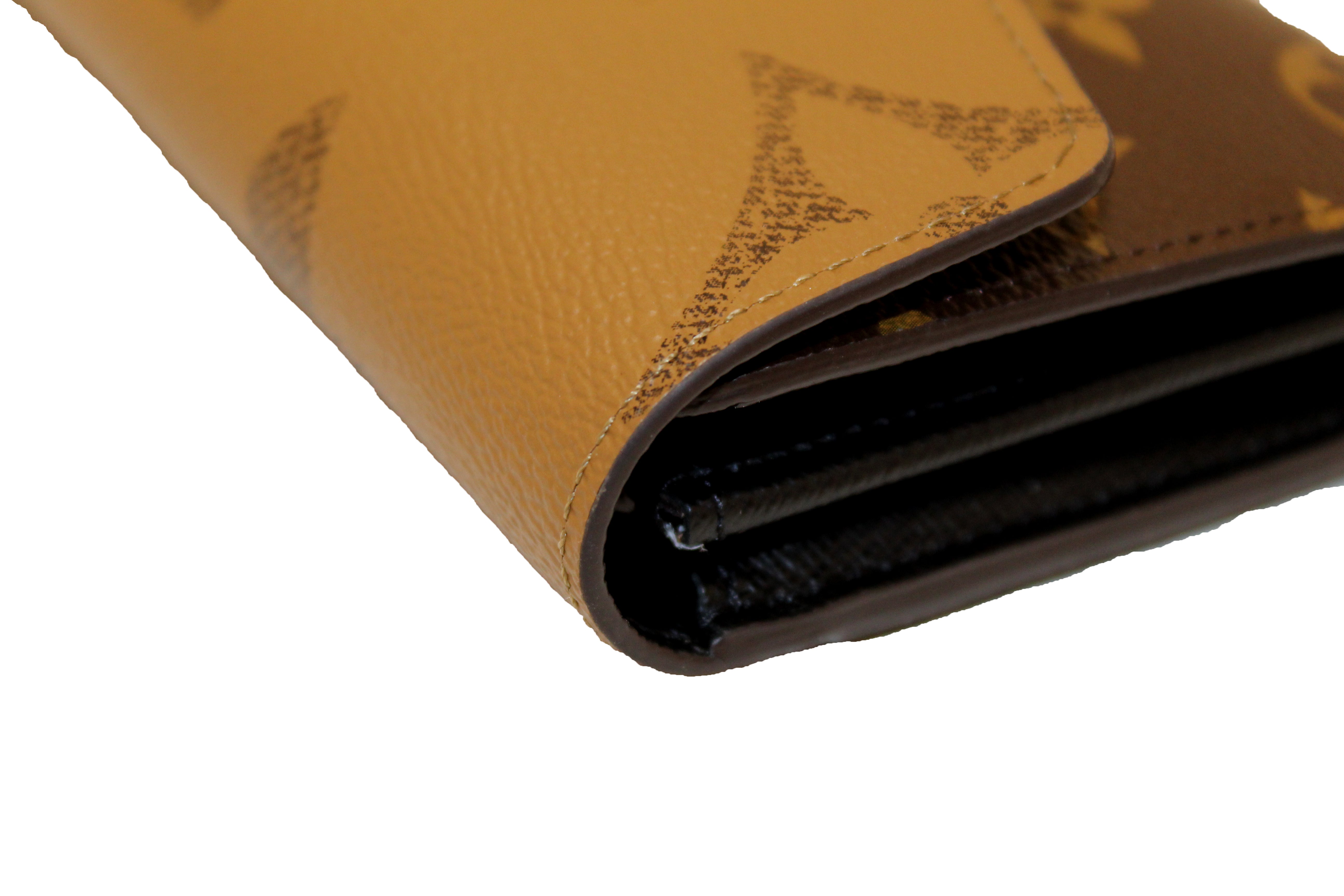 Authentic Louis Vuitton Monogram Reverse Giant Canvas Sarah Wallet - Luxury Designer Women's Bifold Wallet for Everyday Use & Special Occasions