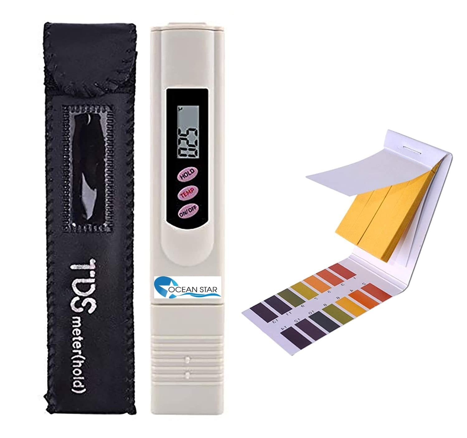 OCEAN STAR Digital LCD TDS Meter for RO Water Filter Testing - Includes Carry Case & pH 1-14 Test Strips | Accurate Water Quality Measurement for Drinking, Aquariums, and Hydroponics