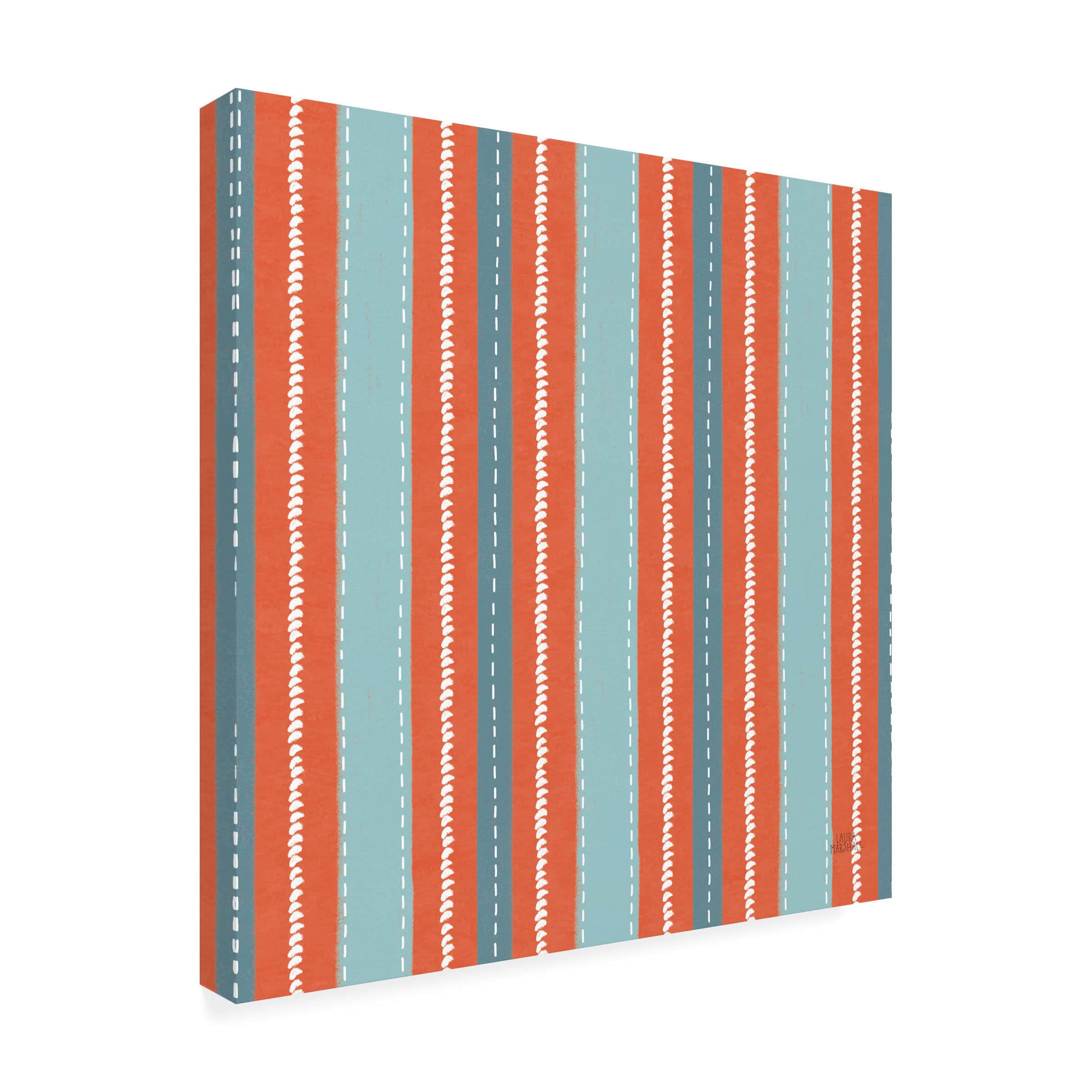 Laura Marshall 'Seaside Village Pattern IXB' Canvas Wall Art - Coastal Home Decor for Living Room, Bedroom & Office - Handmade Oil Painting Reproduction on Gallery Wrapped Canvas