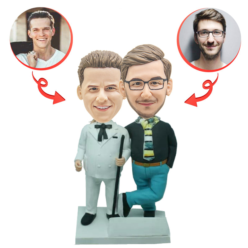 Custom Father and Son Bobbleheads - Personalized Figurine Gift for Dad & Child - Perfect for Father's Day, Birthday & Family Keepsake | Unique Home Decor & Office Desk Accessory