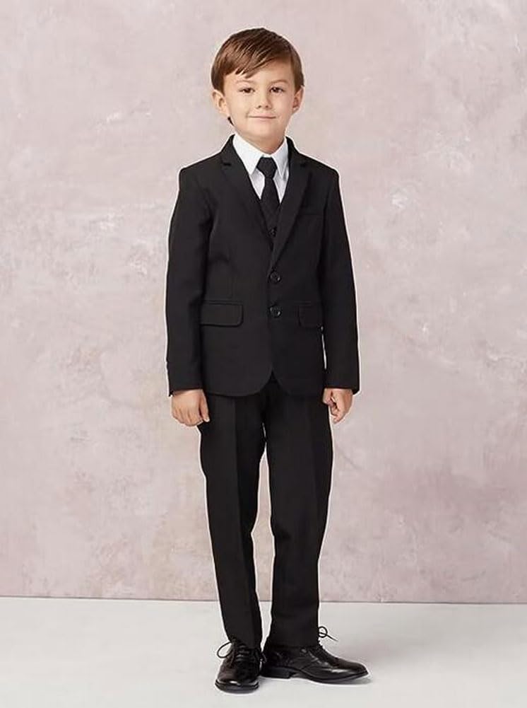 3-Piece Boys Suits for Wedding - Peak Lapel Jacket, Vest & Pants - Boys Formal Tuxedo Set - Perfect for Weddings, Parties & Special Occasions