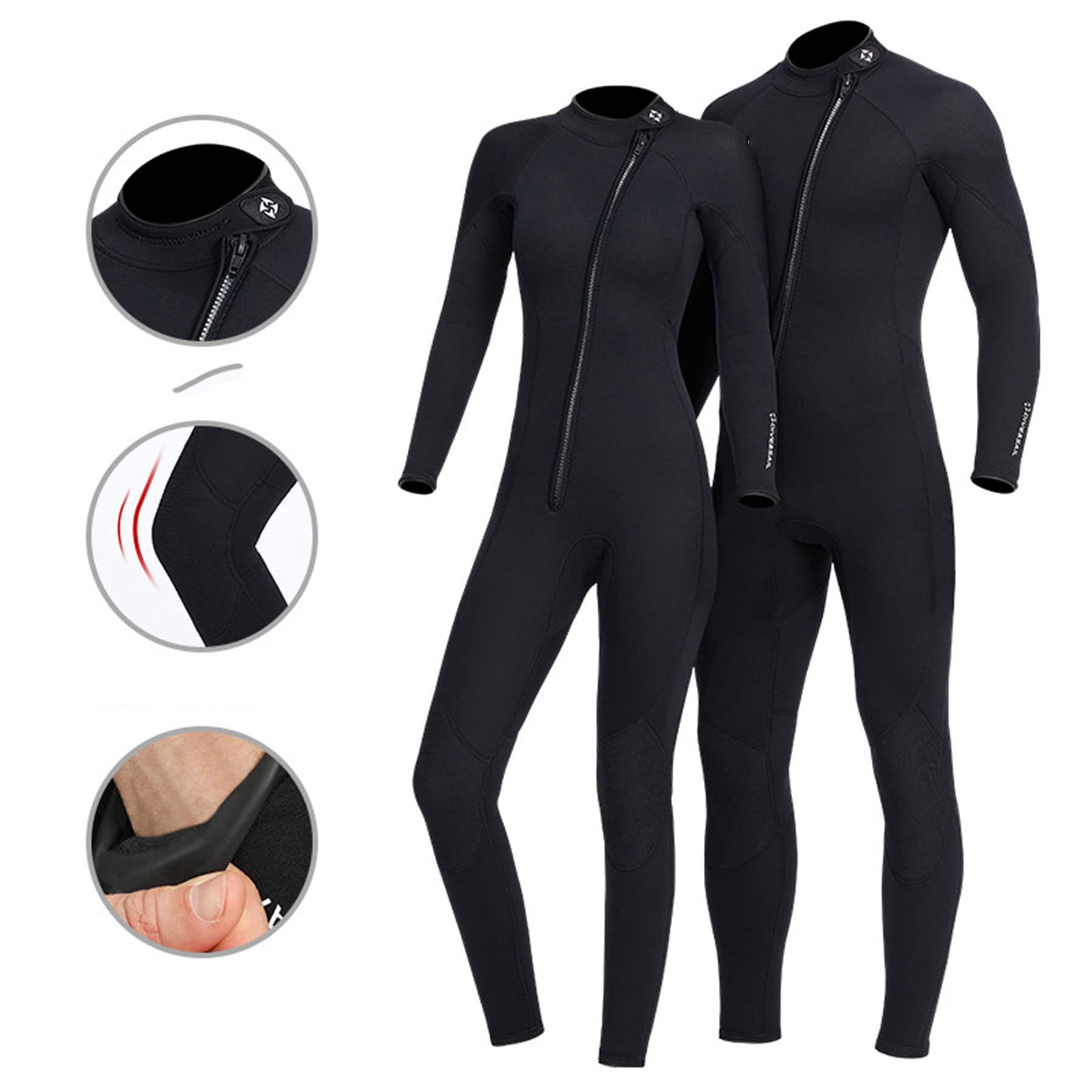 Premium 3mm Neoprene Women's Full Body Wetsuit with Front Zipper - Long Sleeve Thermal Diving Suit for Warmth & UV Protection - Ideal for Scuba Diving, Snorkeling, Surfing, Kayaking & Water Sports