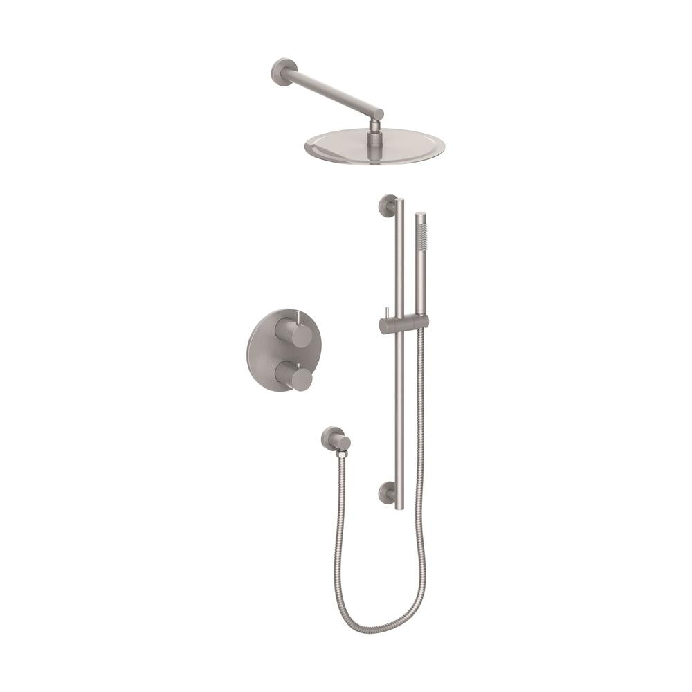 ZLINE Emerald Bay Thermostatic Shower System in Brushed Nickel - High Pressure Rainfall Showerhead with Handheld Spray - Perfect for Modern Bathroom Renovations & Spa-Like Shower Experience (EMBY SHS T2 BN)