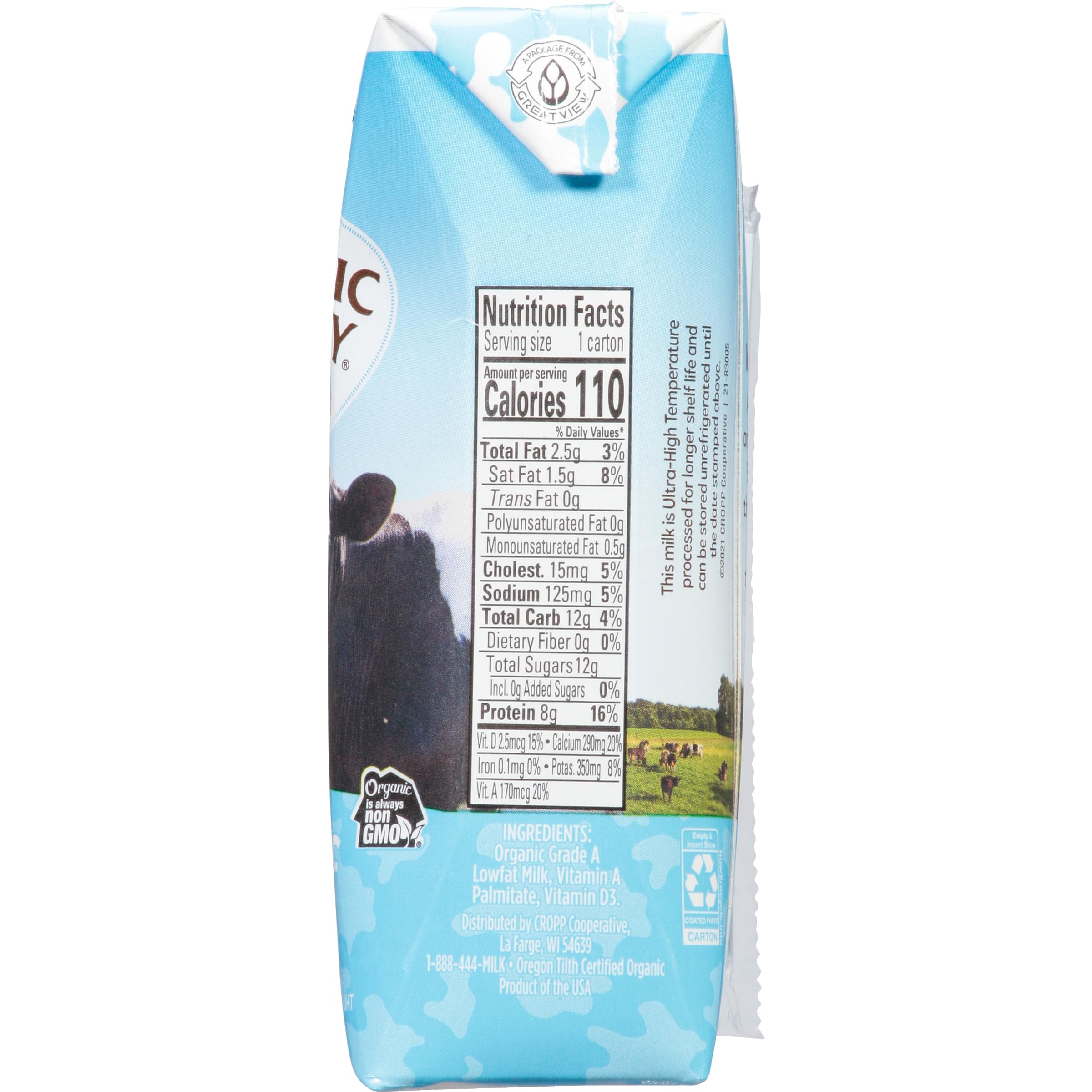 Organic Valley 1% Shelf-Stable Milk Boxes - 8 Fl Oz (Pack of 24) | Healthy Low-Fat Milk for Kids Lunchboxes, School Snacks & On-the-Go Nutrition