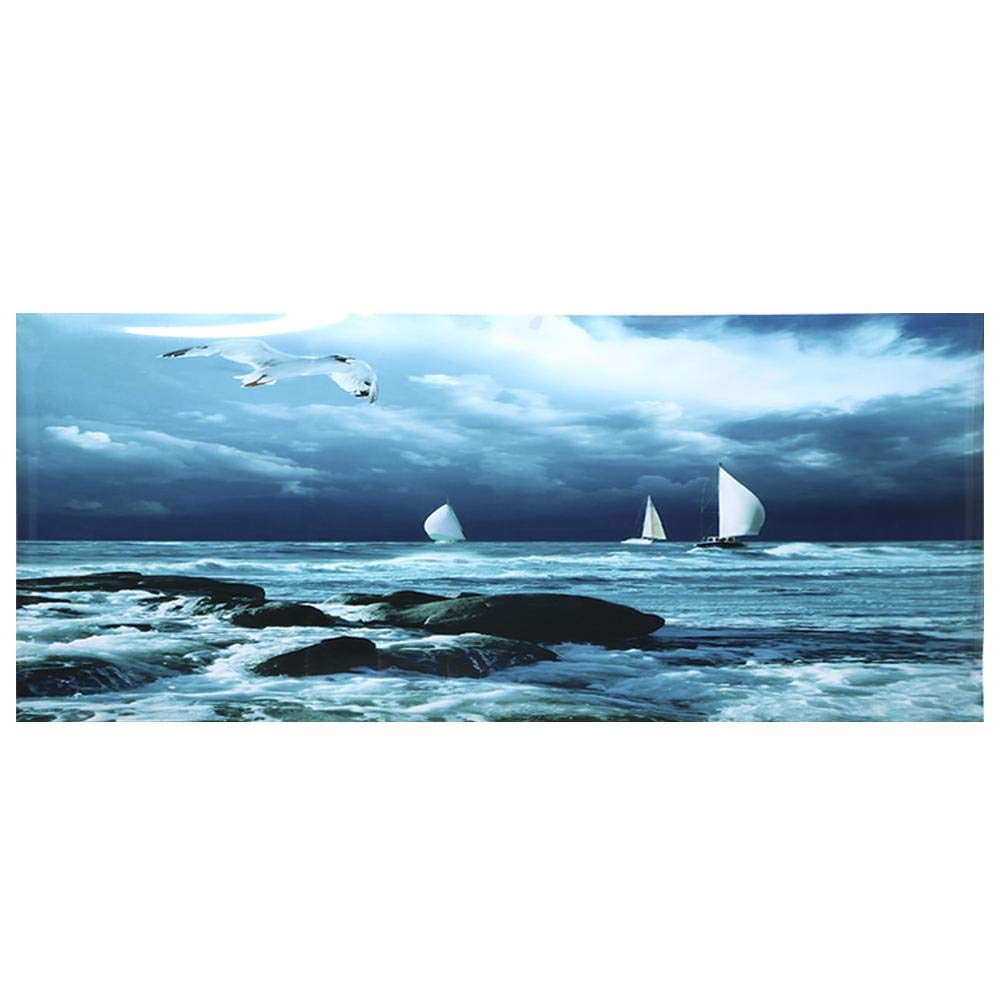 TOPINCN Self-Adhesive PVC Aquarium Background Sticker - Ocean Sailboat Design for Fish Tank Decoration