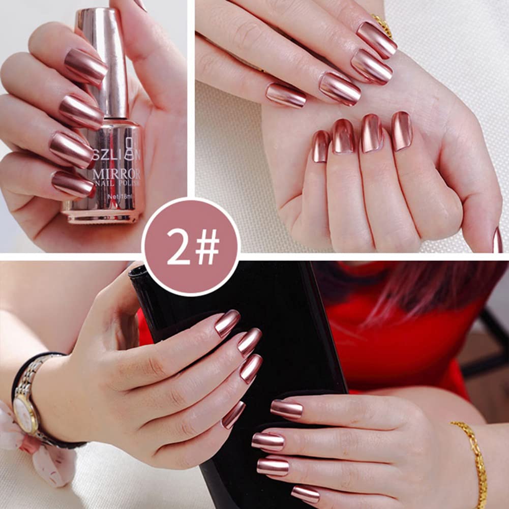 18ml Metallic Mirror Effect Nail Polish - Long-Lasting Silver Glitter Varnish with Non-Peelable Formula | Perfect for Parties, Weddings, and Special Occasions