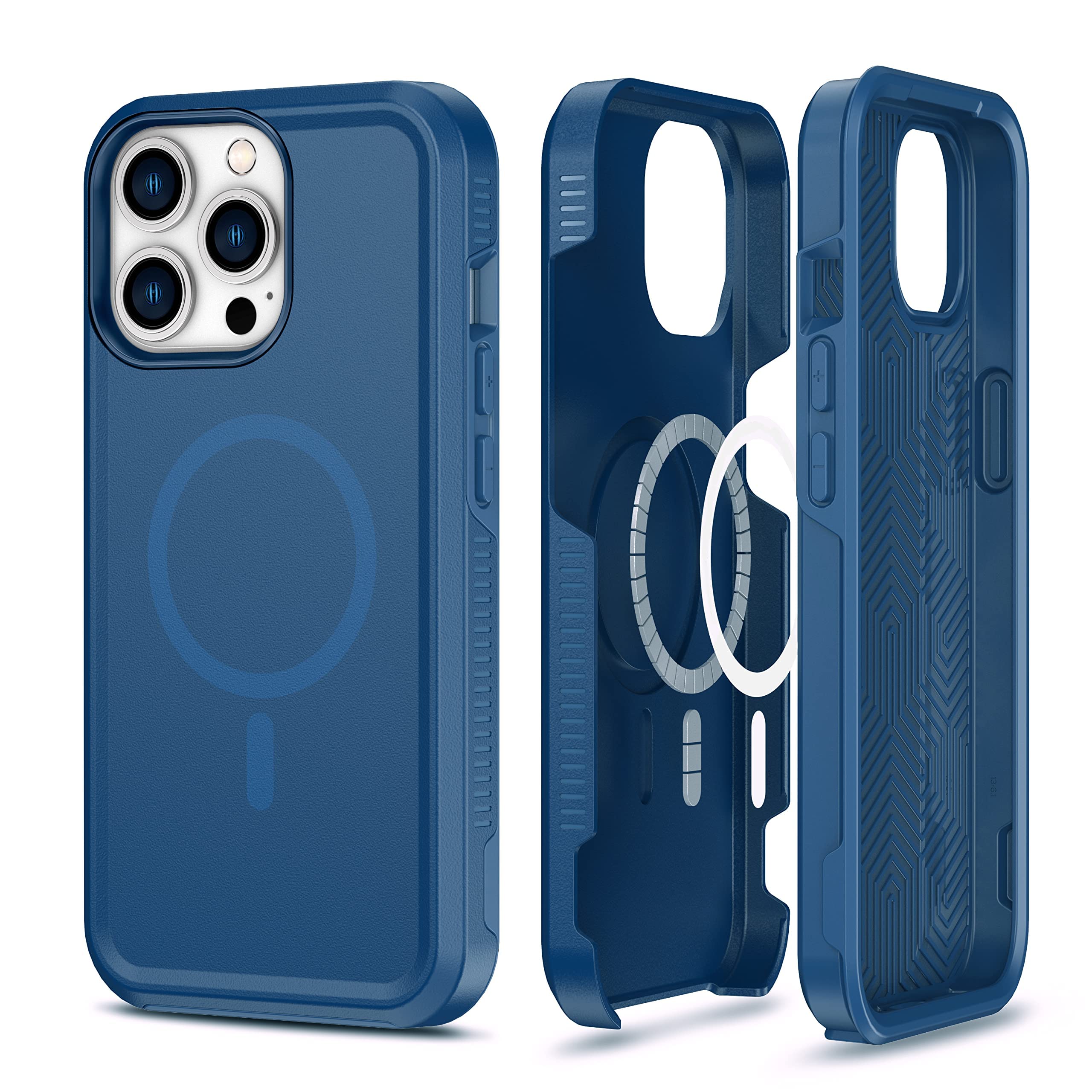 CUCICU Magnetic Heavy Duty Military Grade Shockproof Slim Case for iPhone 12/13 Pro Max (6.7 Inch) - Compatible with MagSafe, Drop Protective & Lightweight Design - Perfect for Outdoor Adventures, Work & Daily Use (Blue)