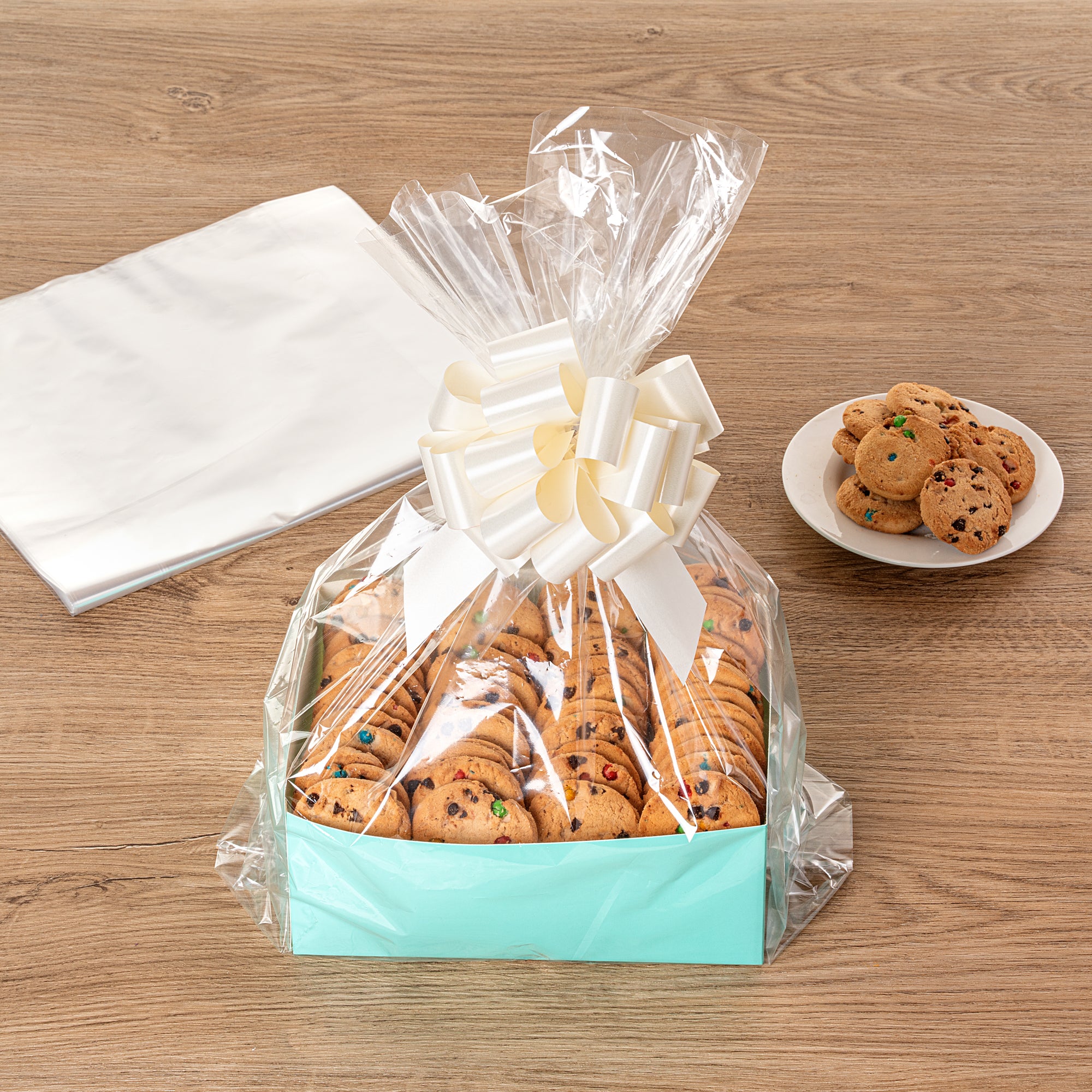Clear Plastic Gift Basket Bags with Gusset - 12