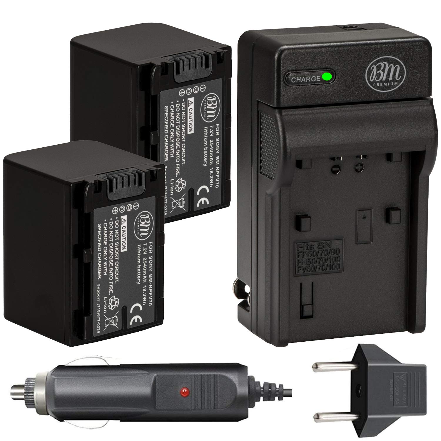 2-Pack NP-FV70 Replacement Batteries & Charger Kit for Sony HDR-CX190/CX200/CX210/CX220/CX230/CX260V/CX290/CX380/CX430V/CX580V/CX760V, HDR-PJ230/PJ380/PJ430V/PJ580V/PJ650V/PJ710V/PJ760V, HDR-PV790V, HDR-TD20V/TD30V Handycam Camcorder - Perfect for Travel, Vlogging & Extended Shooting Sessions
