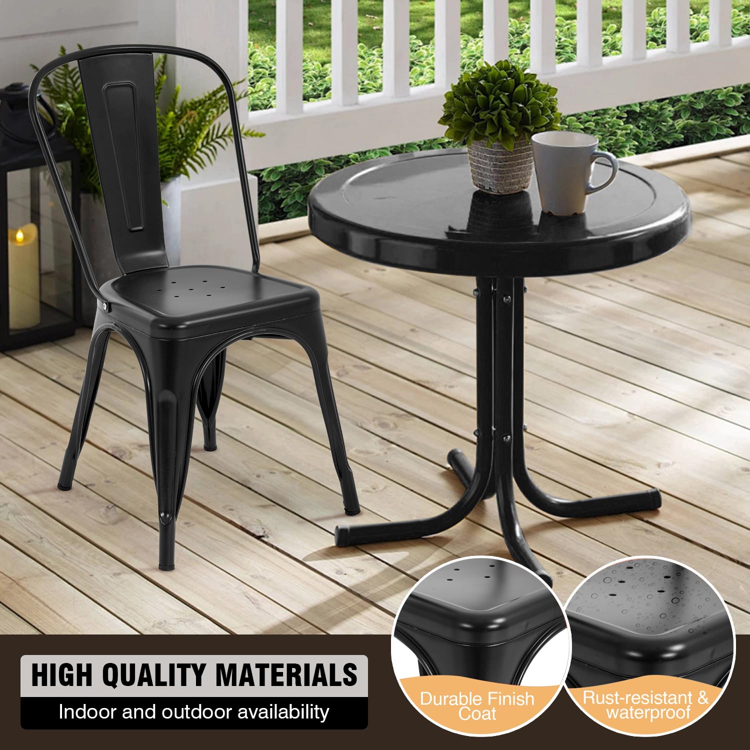 PayLessHere 18 Inch Metal Dining Chairs - Stackable Tolix Style Kitchen Chairs with 330 LBS Capacity - Sturdy Indoor & Outdoor Metal Seating for Restaurants, Patios, and Home Dining Areas