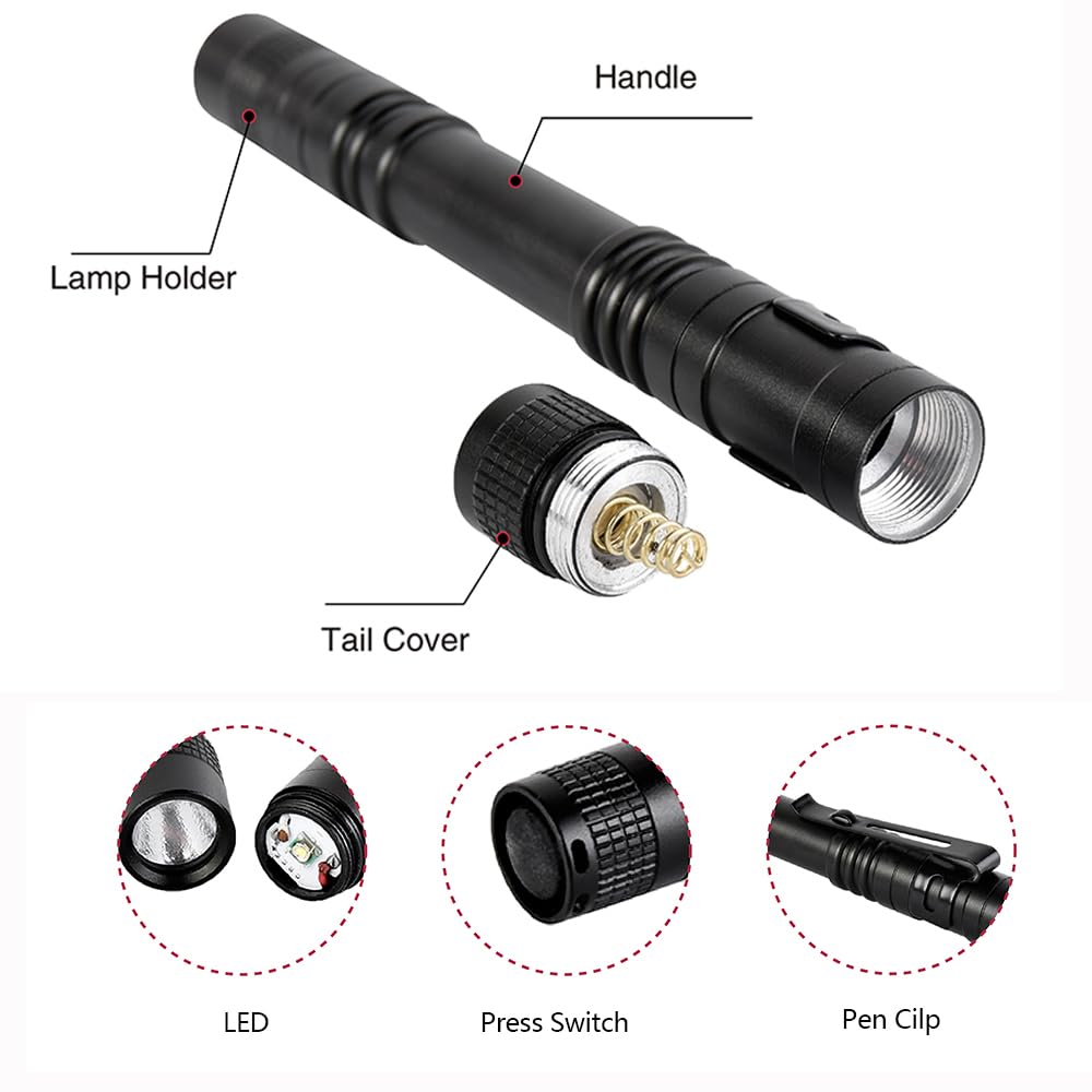 MVIOCS 3 Pack Mini Red LED Pen Flashlights - Waterproof Pocket Flashlight with Clip for Work, Astronomy, Aviation & Night Observation - Compact Red Light for Emergency, Camping, Hiking & Outdoor Adventures