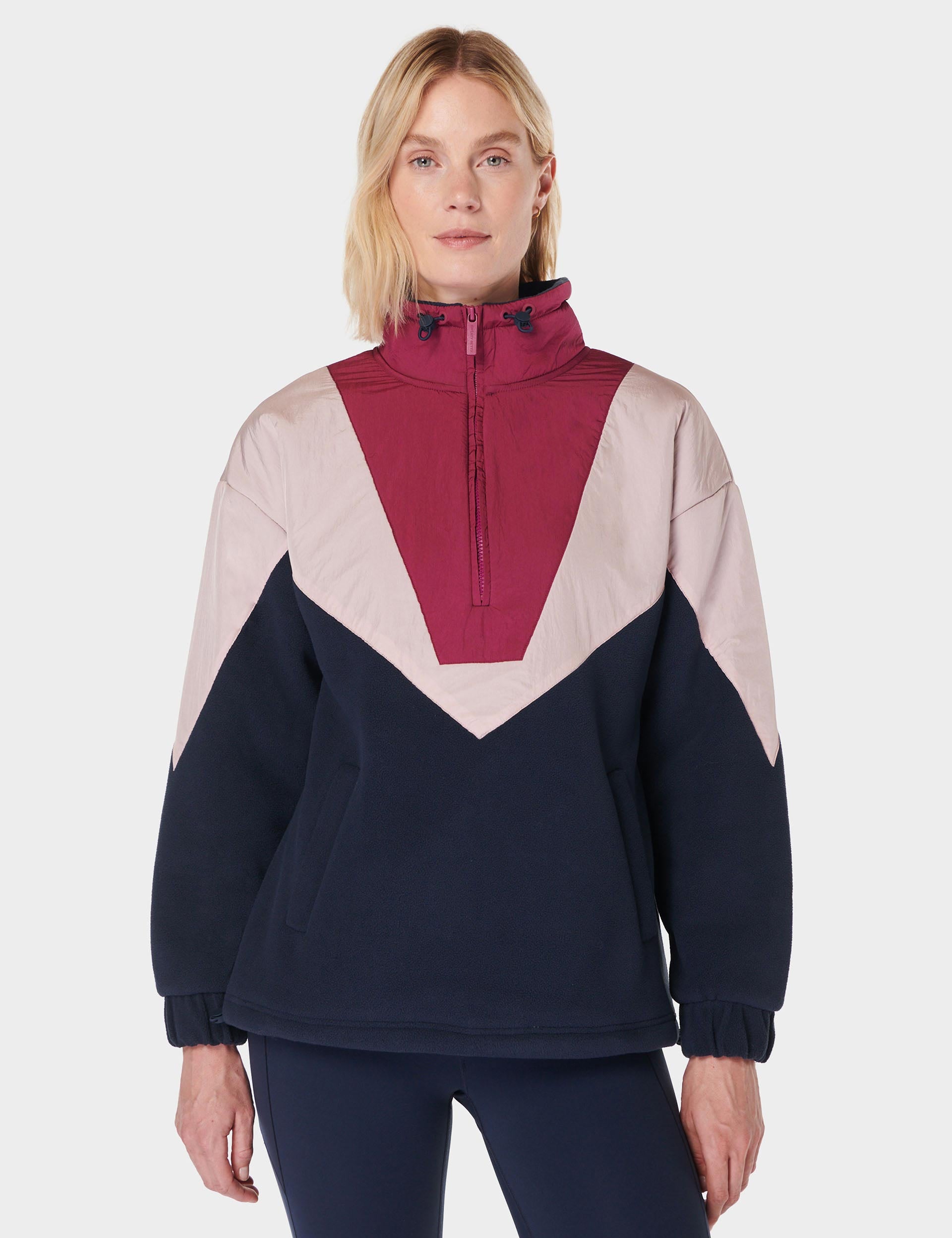 Orbit Fleece Half Zip Pullover - Navy Blue Color Block Design | Cozy & Stylish for Outdoor Activities, Hiking, and Casual Wear