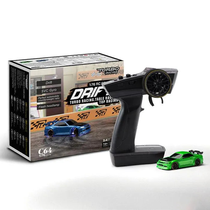 Turbo Racing C61 C62 C63 C64 RC Drift Car 1:76 Scale Mini Remote Control Vehicle with Built-in Gyroscope - Perfect for Indoor Racing, Drift Competitions & Collectors