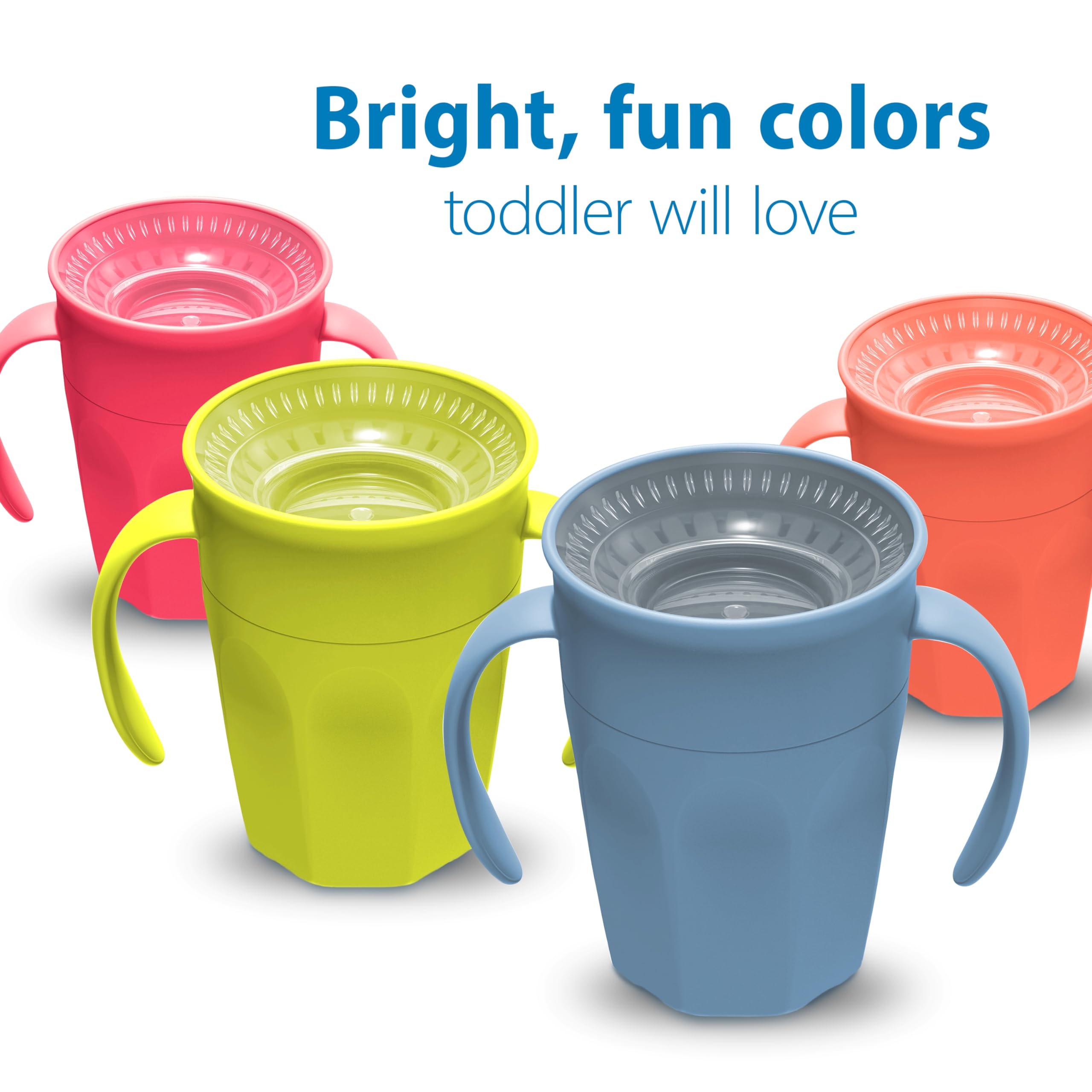Dr. Brown's Milestones Cheers 360 Spoutless Sippy Cup with Handles - 7oz/200ml Leak-Proof Transition Cup for Babies 6+ Months - BPA-Free, Easy Grip Design (Pink) - Perfect for On-the-Go Feeding & Learning Independent Drinking Skills